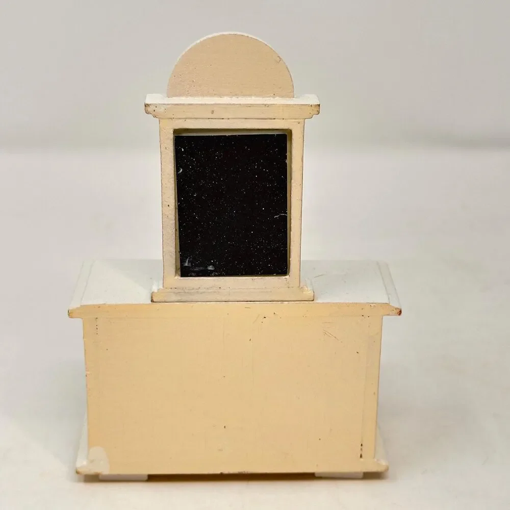 Vintage White Dollhouse Dresser 1:12 Miniature Vanity Wood Faux Drawers